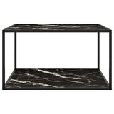 322914 Coffee Table Black with Black Marble Glass 90x90x50 cm