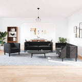 Living Room Couch 3 pcs Black 194 x 74.5 x 70.5 cm Velvet 3385869