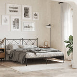 Metal Bed Frame without Mattress with Headboard Black 150x200cm 376504