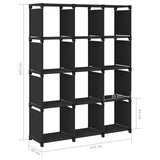 12-Cube Display Shelf Black 103x30x141 cm Fabric 322614