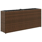 Garden Planter with 2 Pots Brown 90x20x40 cm Poly Rattan 366408
