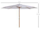 3 Garden Parasol, Pulley Operated Patio Umbrella, Wooden Table Market Umbrella with Rope Pulley T3398P315357