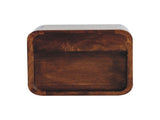 Solid Wood Extra Mini Wall Mounted Curved Chestnut Bedside, 1 Drawer and Open Slot, Dark Brown B2743P403036