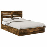 Storage Bed with Drawer Smoked Oak 140 x 200 cm Engineered Wood 3411567