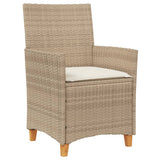 Garden Chairs with Cushions 2 pcs Beige Poly Rattan&Solid Wood 368719