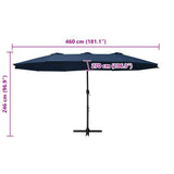 Garden Parasol Blue Polyester fabric, Aluminium pole and ribs Large 47303