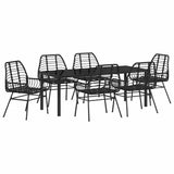 Garden Dining Set 7 pcs Black Poly Rattan 3380846