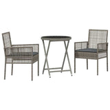 Garden Bistro Set 3 pcs Grey Poly rattan 3334964
