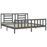 Bed Frame without Mattress Grey 200x200 cm Solid Wood Pine 3192903