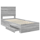 Bed Frame with Drawer Grey Sonoma 90 x 190 cm Engineered Wood 3411364