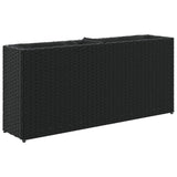 Garden Planter with 2 Pots Black 90x20x40 cm Poly Rattan 366407