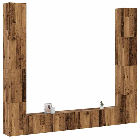 ZNTS Wall Mounted TV cabinets 6 pcs Old Wood Engineered Wood 3328987