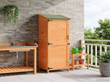Garden Shed with Roof Brown 59.5 x 56 x 176.5 cm Solid Fir Wood 42033447