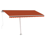 ZNTS Manual Retractable Awning with LED 450x300 cm Orange and Brown 3069565