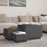 Storage Boxes with Lids 3 pcs Grey Solid Wood Pine 818247