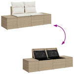 Garden Sofa with Cushion Beige 123 x 62 x 69cm Poly Rattan 42006806