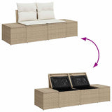 Garden Sofa with Cushion Beige 123 x 62 x 69cm Poly Rattan 42006806