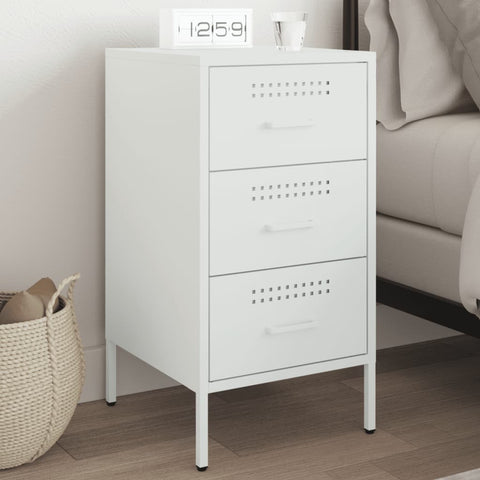 ZNTS Bedside Cabinet White 36x39x68 cm Steel 843088