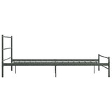 Bed Frame Grey Metal Double Durable Bed Frame Rectangular 286495