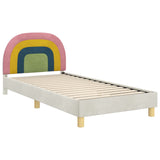 Children's Bed Frame with Headboard Cream 90 x 190 cm Velvet 42011010