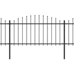 ZNTS Garden Fence with Spear Top Steel x3.4 m Black 277731