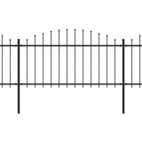 ZNTS Garden Fence with Spear Top Steel x3.4 m Black 277731