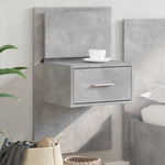 ZNTS Wall-mounted Bedside Cabinet with LED Lights Concrete Grey 848163