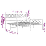 Metal Bed Frame without Mattress with Footboard White 150x200cm 372346