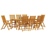 Garden Dining Set Folding 9 pcs Brown Solid Acacia Wood 3375622