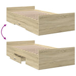 Bed Frame with Drawers without Mattress Sonoma Oak 75x190 cm Small Single 3280351