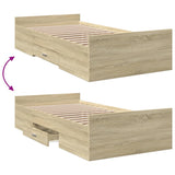 Bed Frame with Drawers without Mattress Sonoma Oak 75x190 cm Small Single 3280351
