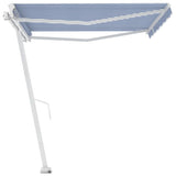 ZNTS Freestanding Manual Retractable Awning 400x300 cm Blue/White 3069536
