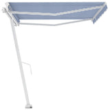 Freestanding Manual Retractable Awning 400x300 cm Blue/White 3069536