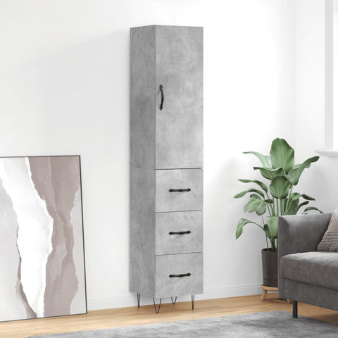 Highboard Concrete Grey 34.5x34x180 cm Engineered Wood 3198885