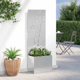 Garden Privacy Screen Floral Sliver 50 x 150 cm Stainless steel 876438