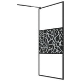Walk-in Shower Wall with Shelf Black 115x195 cm ESG Glass&Aluminium 3185484
