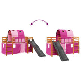 Kids' Loft Bed with Tunnel Pink 80x200 cm Solid Wood Pine 3309100