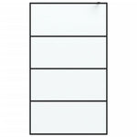 Walk-in Shower Wall Black 115x195 cm Frosted ESG Glass 152133