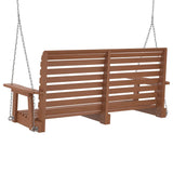 ZNTS Garden Swing Bench with Metal Chains Brown Solid Wood Fir 4008981