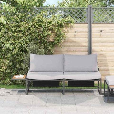 Garden Sofa with Cushion Brown 200.5 x 70 x 85.5cm Metal 42007550