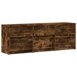 TV Cabinet with LED Smoked Oak 140x34x50 cm Engineered Wood 3307923