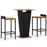 3 Piece Garden Bar Set Black Poly Rattan&Solid Wood Acacia 3187722