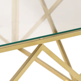Coffee Table Gold Stainless Steel and Tempered Glass 349978