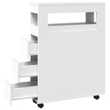 Narrow Bathroom Cabinet with Wheels White Engineered Wood 855268