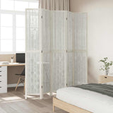 Room Divider 5 Panels White Solid Wood Paulownia 358680