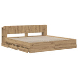 Bed Frame with Storage and Headboard Artisan Oak 180 x 200 cm 3445831