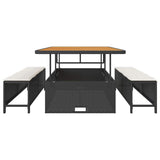Garden Dining Set Black Poly Rattan 42007907