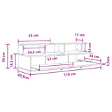 Studio Desk White 110 x 42.5 x 36 cm Engineered Wood 8006732