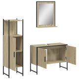 ZNTS 3 Piece Bathroom Cabinet Set Sonoma Oak Engineered Wood 3214350