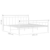 Bed Frame without Mattress White Metal 200x200 cm 325049